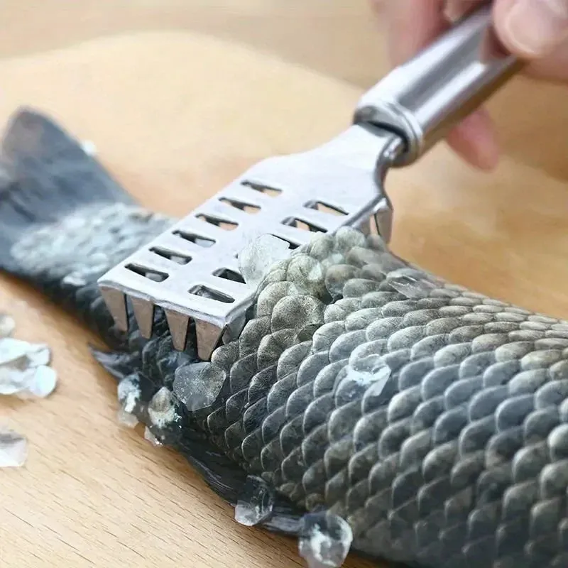 Fish Scaler Stainless Steel Premium Fish Scale Remover Integrated Casting Duty Sawtooth Fish Descaler Tool Fishes Scaler Tool — image 1