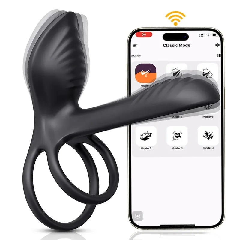 Remote Control Dual Penis Ring Vibrator for Men Delay Time Prostate Massager Cock Rings Twisting Vibrating Sex Toy for Men — image 9