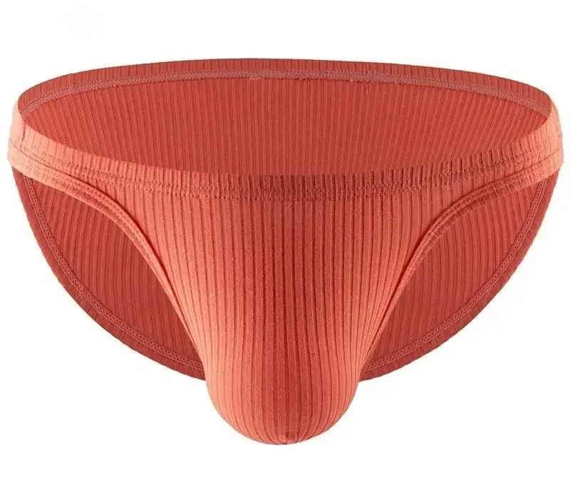 Men's Simple Bikini Youth Ribbed Cotton Breathable Comfy Sports Panties Gay Sexy Low-rise Bulge Pouch Brief Fashionabble Mankini