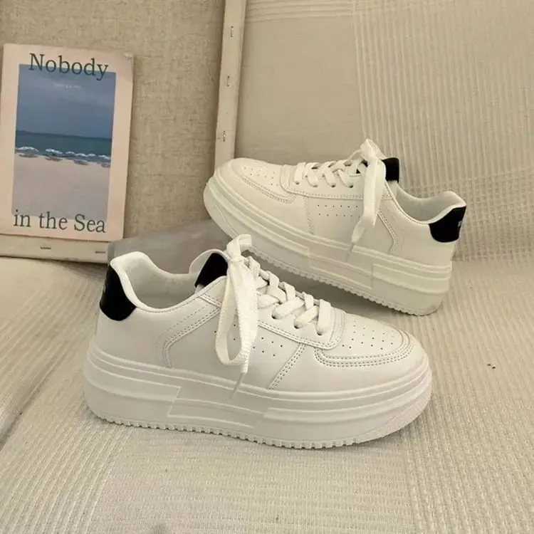 Women Platform Canvas Shoes Height Increasing Chunky Sneakers For youth girls Outdoor trainers Female Ladies Thick Sole Footwear — image 4