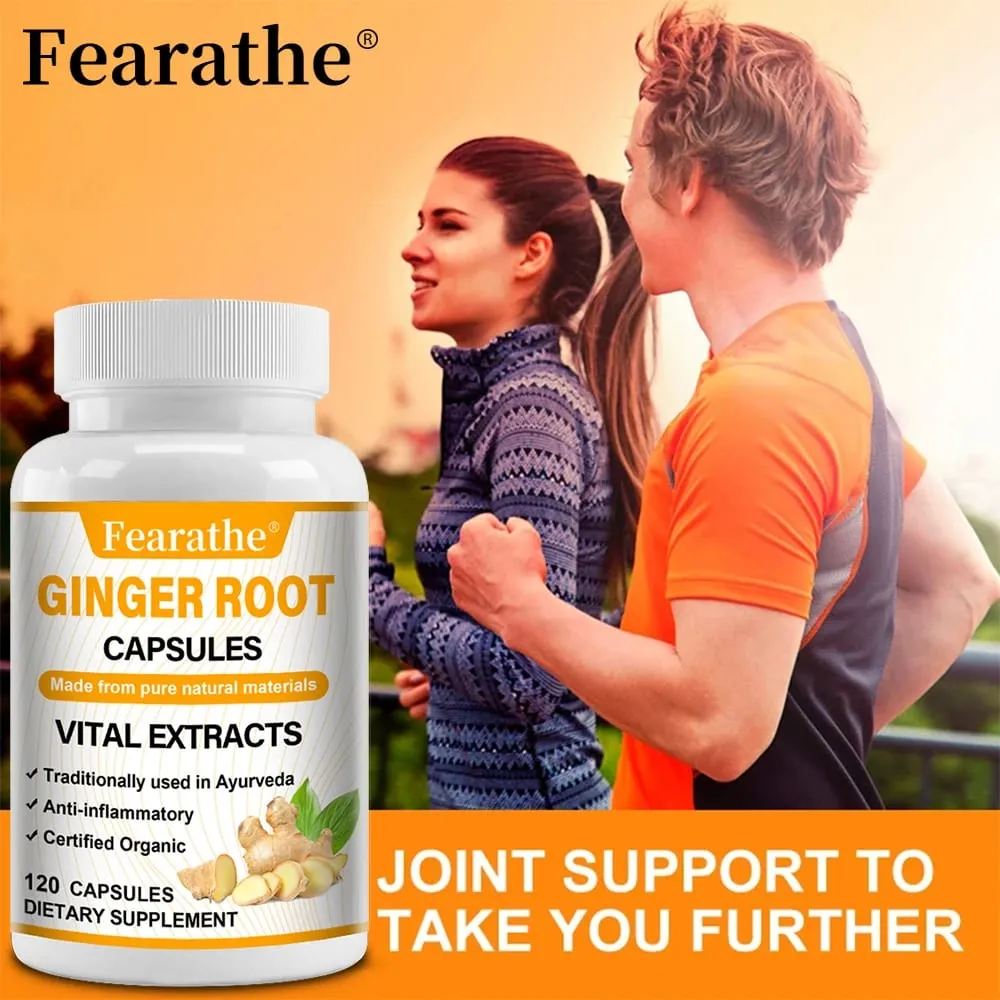 Organic Ginger Root Capsules 1200mg - na may Black Pepper Extract Para sa Joint Health Anti-Inflammation Muscle Immune Health — image 2