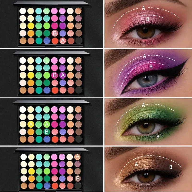 3pcs Makeup Sets for 40 Colors Rainbow Eyeshadow Palette+Black Mascara with 1pc Brush 3 In 1 Makeup Kit For Daily Party Daily — image 6