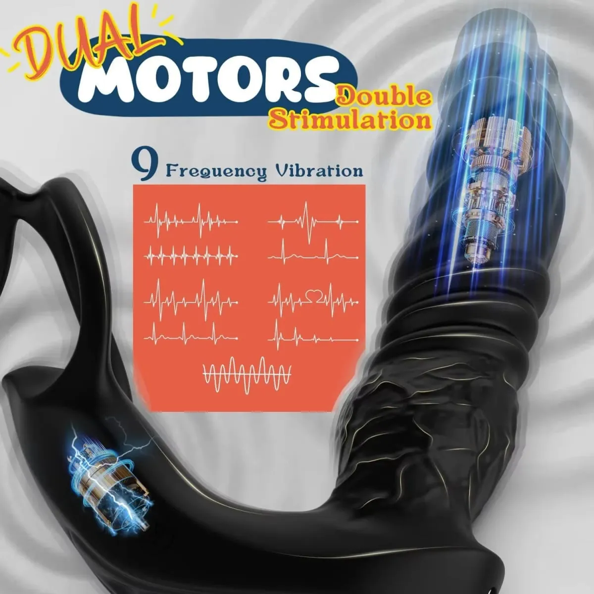 APP Telescopic Double Ring Thrust Vibrator Men's Prostate Massager 5 In 1 Vibrating Plug Dildo Vibrator Adult Sex Toy Men's