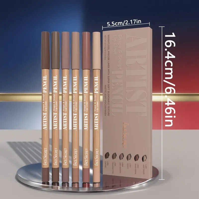6 Pcs/set Nude Lip Liner Makeup Set Natural and Long lasting Waterproof Matte Lip Combo Lip Liner Suitable for Daily Makeup — image 4
