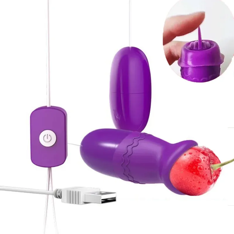 Double Vibrator Tongue Jump Eggs Vibrating Liping Clitoris Stimulator USB Adult Product Sex Toys For Women Female Masturbation — image 1