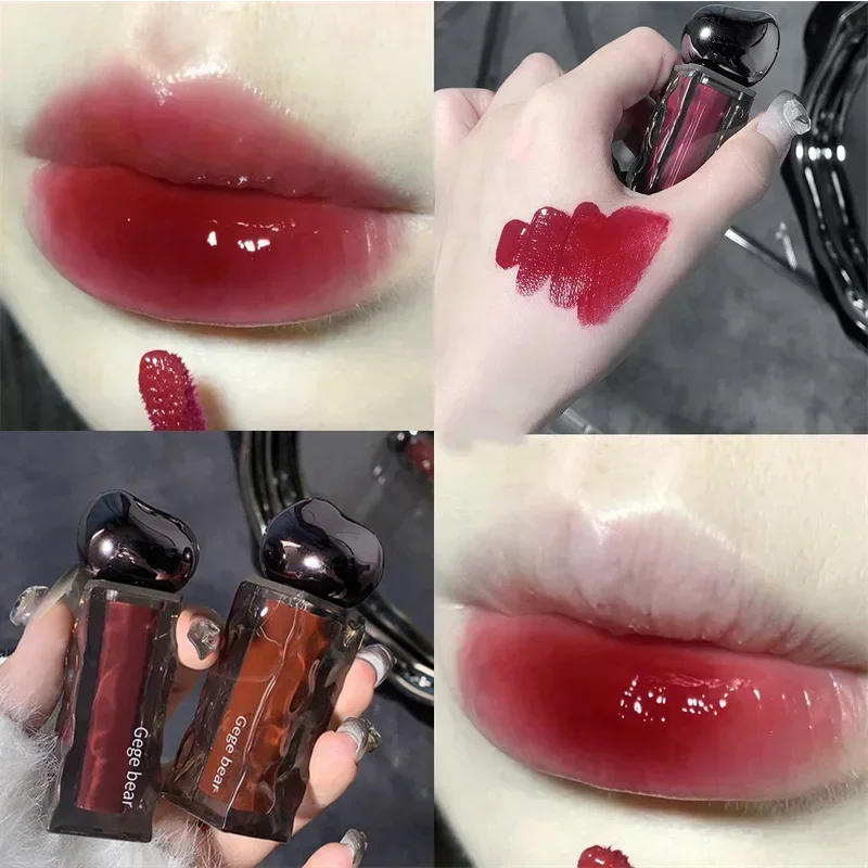Rossetti liquidi trasparenti con acqua lucida, lucidalabbra arancione, specchio rosso, rossetti liquidi idratanti, tinta labbra a lunga durata, cosmetici — image 8