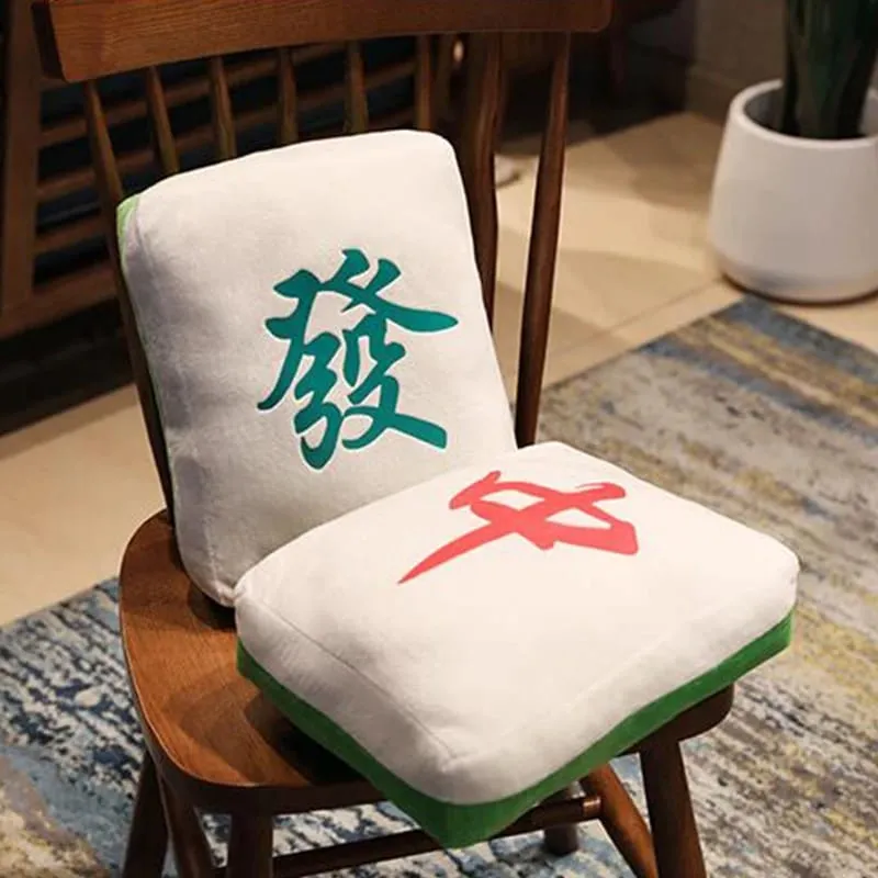 Hot 1pc Creative Mahjong Pillow Cushion Chinese Plush Toy Car Chair Backrest Mahjong Dice Funny Nap Pillow Sofa Home Decor Gift — image 5