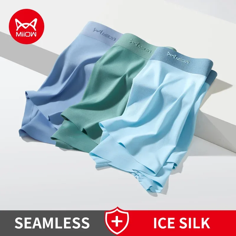 MiiOW 3pcs 120D Ice Silk Seluar Dalam Lelaki Seluar Dalam Seksi Seksi Nipis 3A Graphene Antibakteria Seluar Dalam Lelaki Seluar Dalam Lelaki Lancar