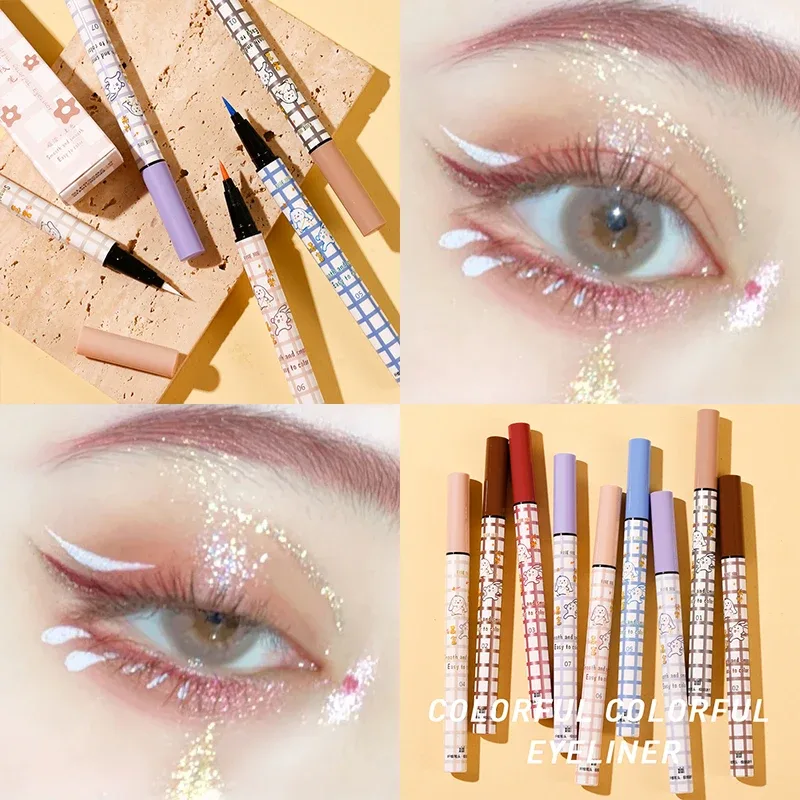 Smooth Colorful Eyeliner Pencil Matte Waterproof Not Blooming Black Eyeliner Pen Long Lasting Liquid Eye Liner Makeup Cosmetics