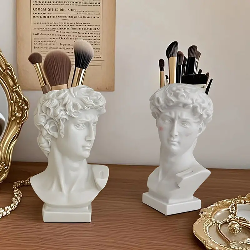 Kreative Statue Von David Form Pinsel Topf Desktop Ornamente Lagerung Box Haushalt Make-Up Pinsel Organizer