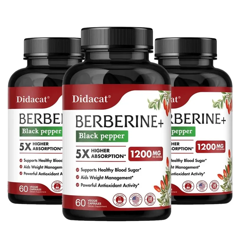 Cápsulas de suplemento de berberina premium de 1200 mg que respaldan el sistema inmunológico, el bienestar cardiovascular y gastrointestinal