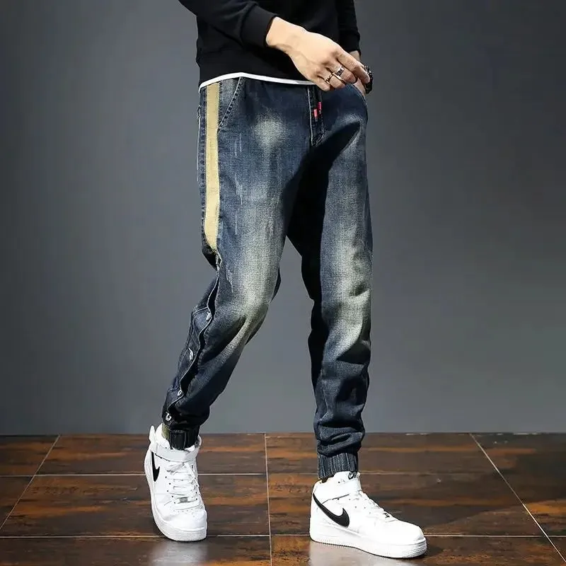 Elastic Man Cowboy Pants Stretch Y2k Vintage Designer Trousers 90s Streetwear Stacked Wide Leg Soft Denim Original Jeans for Men — image 4
