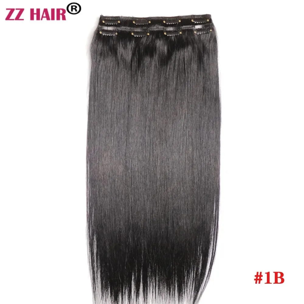 100% Human Remy Hair Extensions 16"-28" 2pcs Set 100g-200g 2x20cm Clips-in Two Pieces Natural Straight