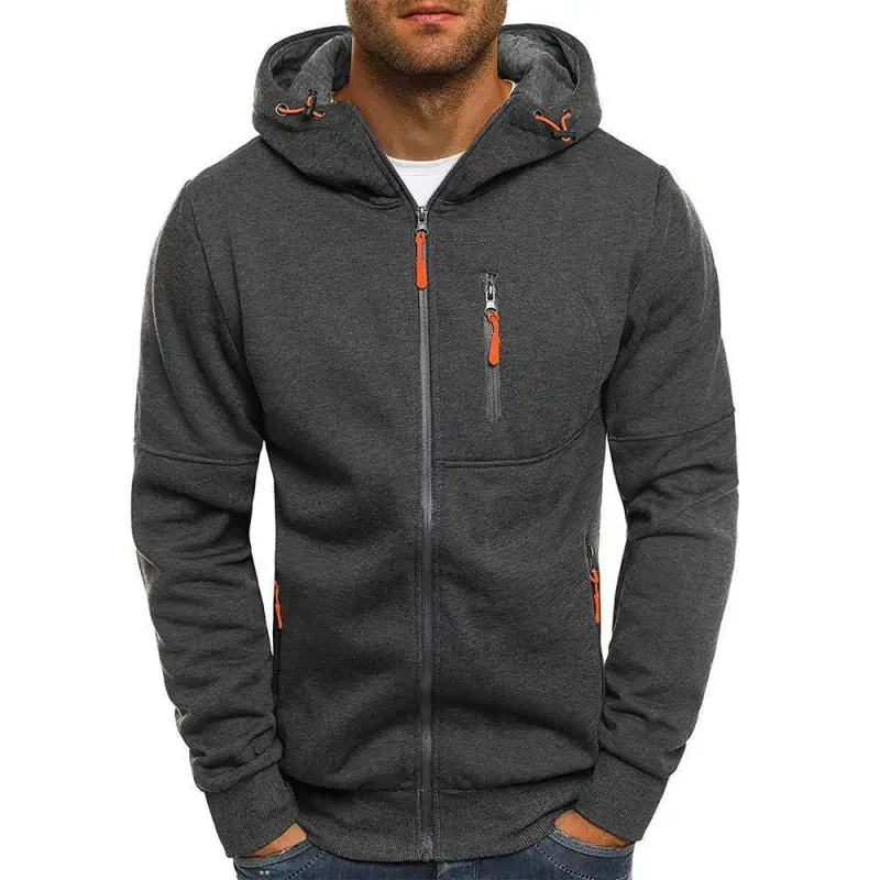 Maglione da uomo Cardigan Giacca con cappuccio Tasca con cerniera Giacca jacquard Sport Fitness Tempo libero all'aria aperta Corsa Abbigliamento sportivo in tinta unita — image 5
