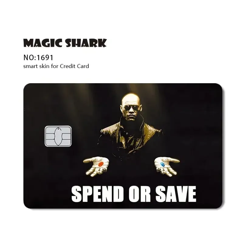 100% New Arrival Conch Money Bow Anime Speend or Save Meme Credit Card Film Debit Card Sticker Skin — image 8