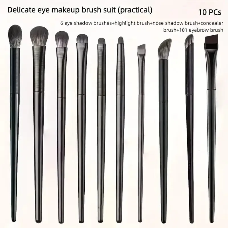Soft Eye Shadow Brush 10 Piece Set of Eye Cosmetics Apply Eyeliner Pencil Blade Eye Detail Small Makeup Brush