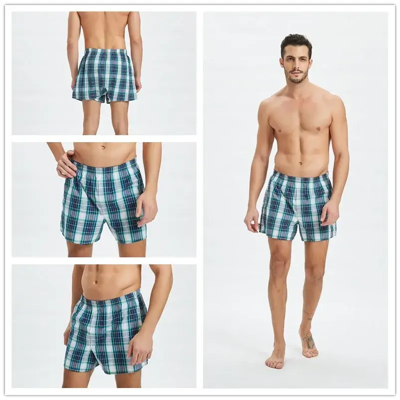 8PCS size M-9XL men's plus size boxer shorts men's square shorts men's casual summer beach underwear men's checkered underwear — image 1