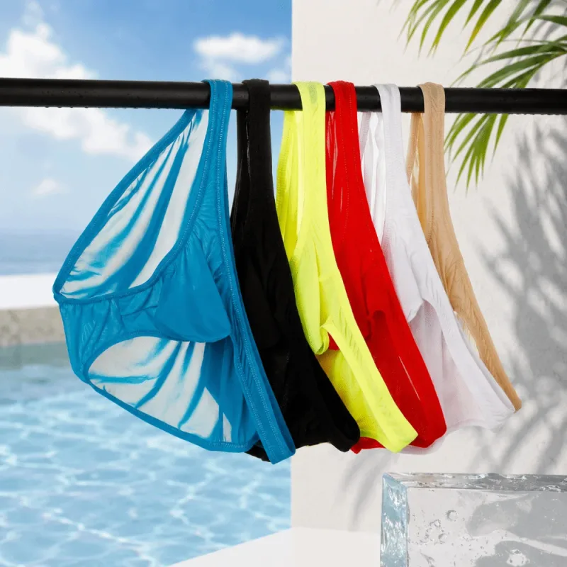 Slip Ultra-fin en soie glacée à séchage rapide, taille basse, sous-vêtements sans couture pour hommes, pochette en U, Lingerie en maille, culotte de voyage — image 14