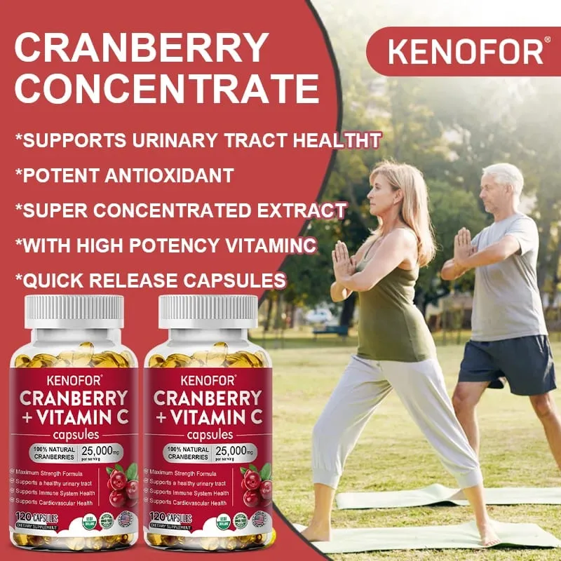 Cranberry Supplement with Vitamin C 25 000mg Immune & Antioxidant Support Women Urinary Tract Health Supplement Non-GMO — image 2