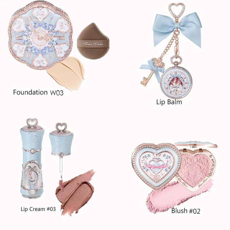 Flowerknows Gift Box Zestaw do makijażu Little Angel Full Box Lip Glaze Róż do policzków Biżuteria w kształcie kwiatka Poznaj zestaw prezentów urodzinowych — image 3
