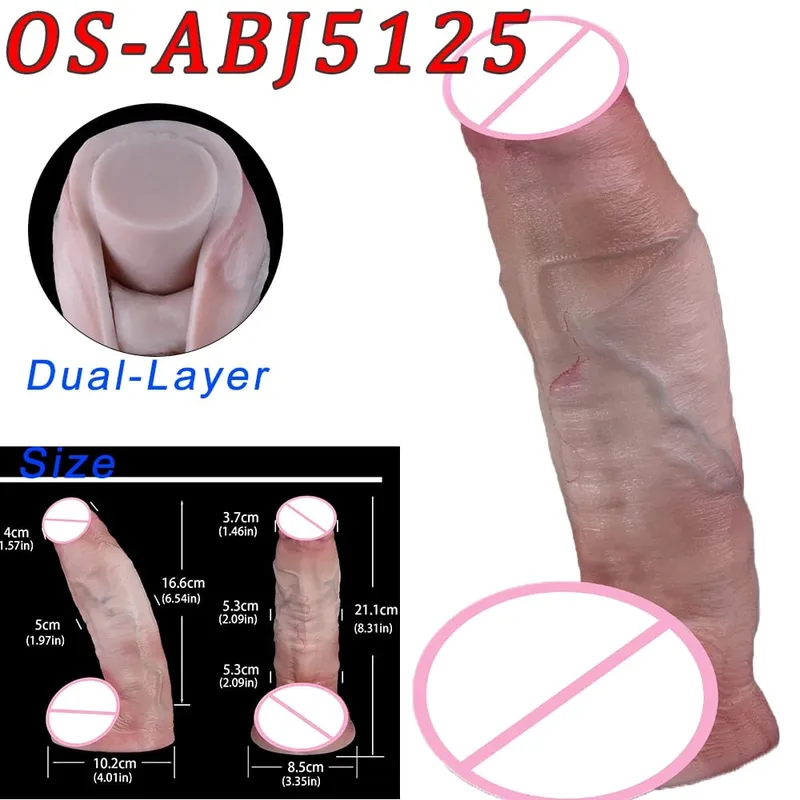 Mainan Seks Stimulator Vagina Anal Kepala Ganda Dildo Panjang Realistis 47Cm dengan Pengisap untuk Pasangan Lesbian Alat Dewasa Pria Gay