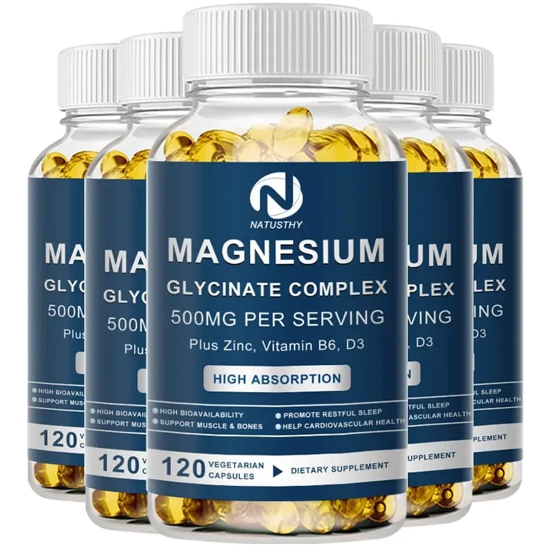 Magnesium Glycinate Supplement 500mg & Zinc Vitamin D3 B6 High Absorption Support for Women & Men Mineral Vegan Capsules — image 9