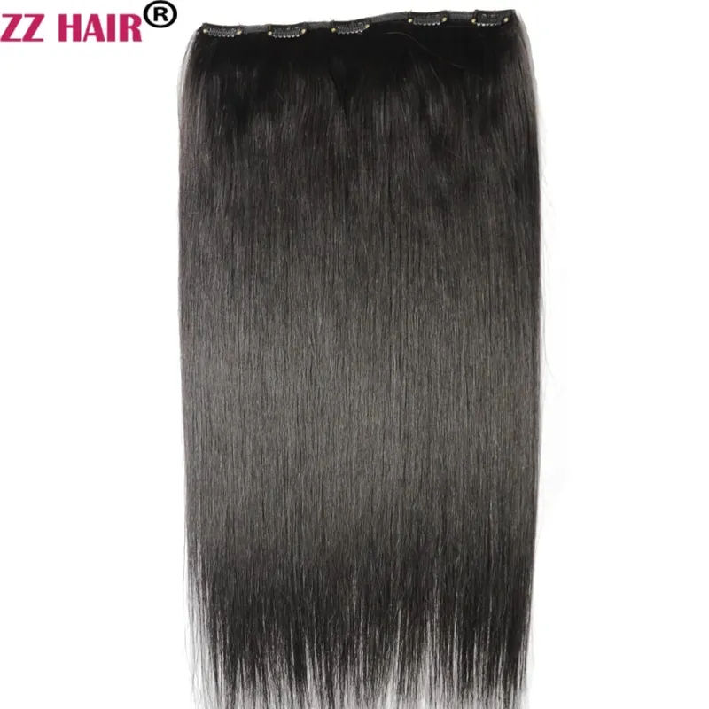 100% Brazilian Human Remy Hair Extensions 16"-26" 5 Clips 1pcs Set No-lace 100g-200g Clips In One Piece Natural Straight