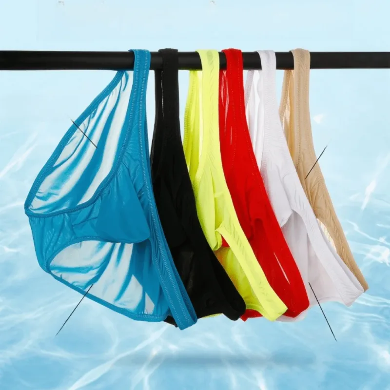 Slip Ultra-fin en soie glacée à séchage rapide, taille basse, sous-vêtements sans couture pour hommes, pochette en U, Lingerie en maille, culotte de voyage — image 12