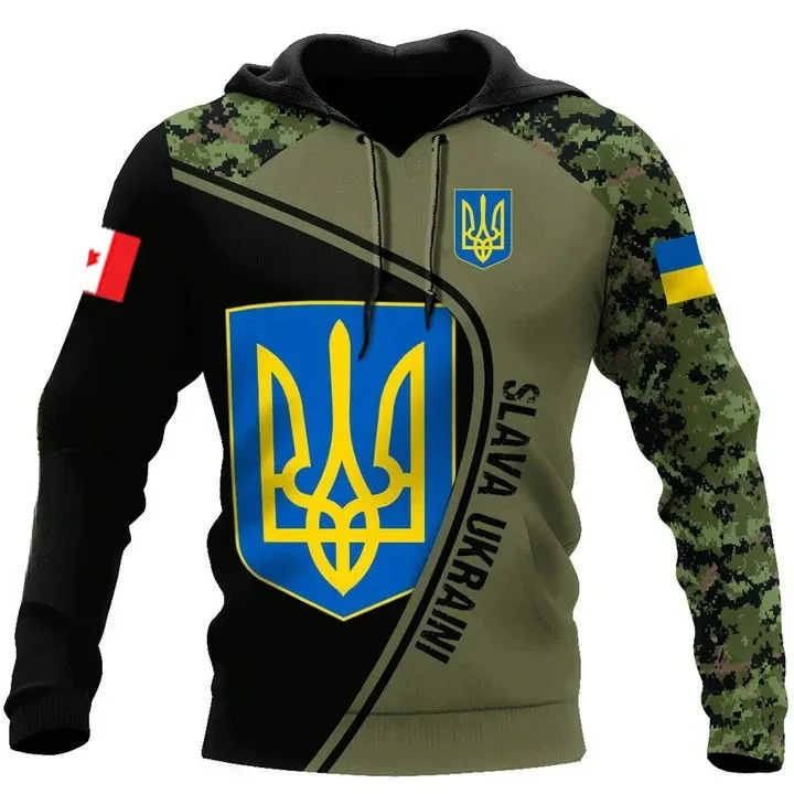 New Ukrainian national emblem Canada Flag Camo printed hoodies 3D Men Women casual pullover military hooded Sweatshirt clothing — image 36