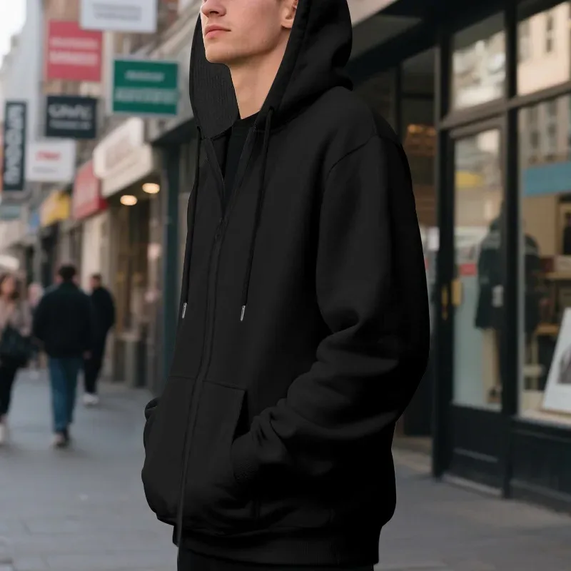 Baru 2026 Musim Gugur Kasual Lelaki Lengan Panjang Zip Bertudung Kot Sweatshirt Fesyen Lelaki Luaran Pakaian Sukan Jaket Hoodies — image 4