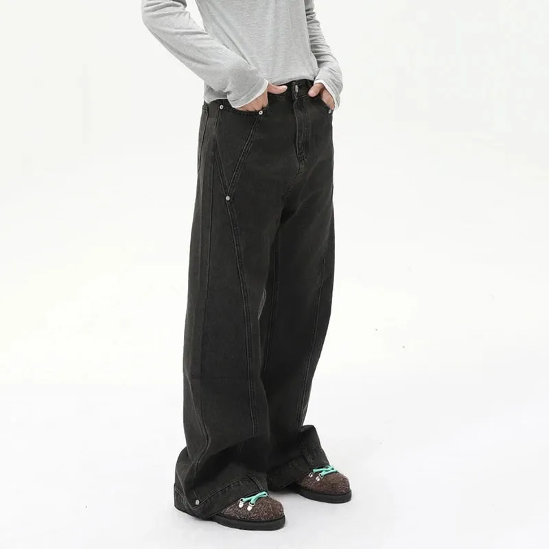 American Style Male Micro Flare Jeans High Street Nail Bead Splicing Fashionable Solid Color Summer Men Trousers 9W2660 — image 4