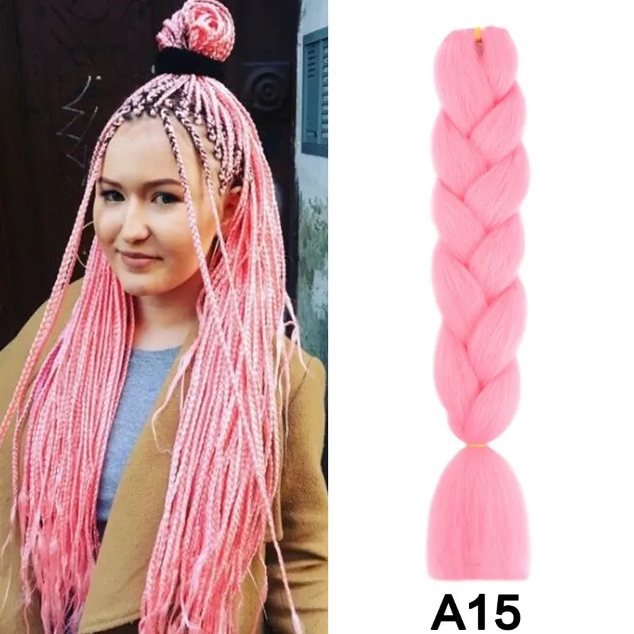 24 Inch Synthetic Jumbo Braid Pure And Ombre Braiding Hair Extensions For Women DIY Jumbo Hair Braids Black Green Gray Brown — image 20