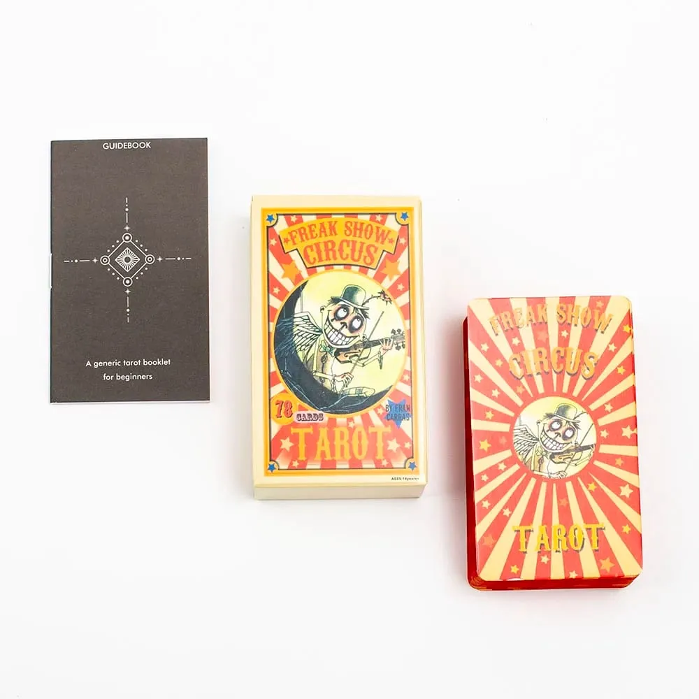 Freak Show Circus English Vision Tarot Cards Playing Games 78pcs Board Game Set with Guidebook for Family Gatherings