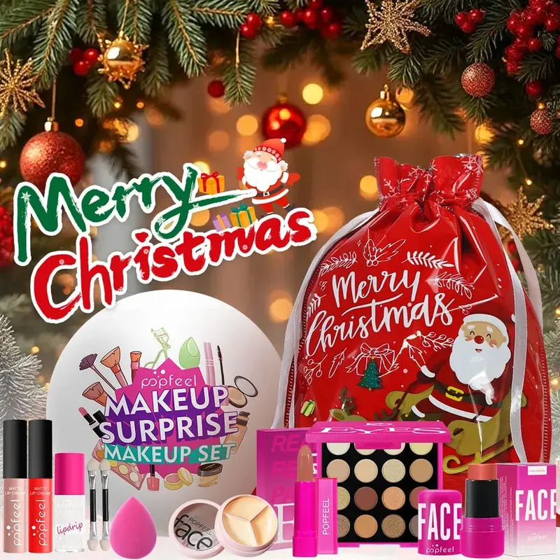 Christmas Surprise Makeup Ball Gift Set-9-Piece Cosmetic Collection with Eyeshadows and Lipsticks - Perfect Holiday Gift