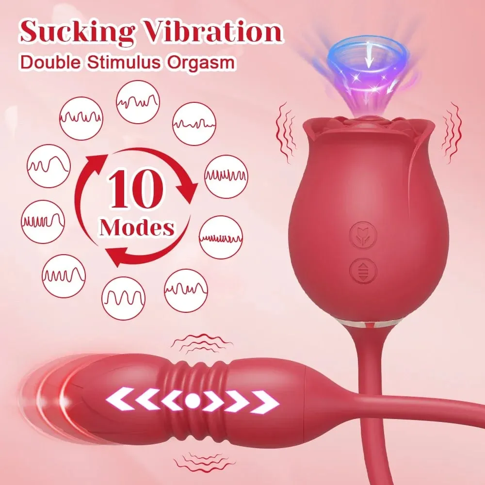 Vibratore per succhiare la rosa per le donne Stimolatore del clitoride del clitoride Punto G Spinta Dildo Vibrante Masturbatore femminile Massaggio Giocattolo del sesso per adulti — image 2