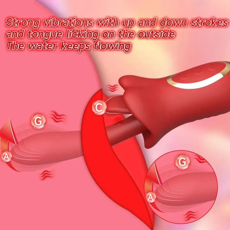 10 Kecepatan Menyodorkan Vibrator untuk Wanita 3 Mode Menjilati Lidah G Spot Pemijat Klitoris 100% Mainan Seks Dewasa Tahan Air — image 4