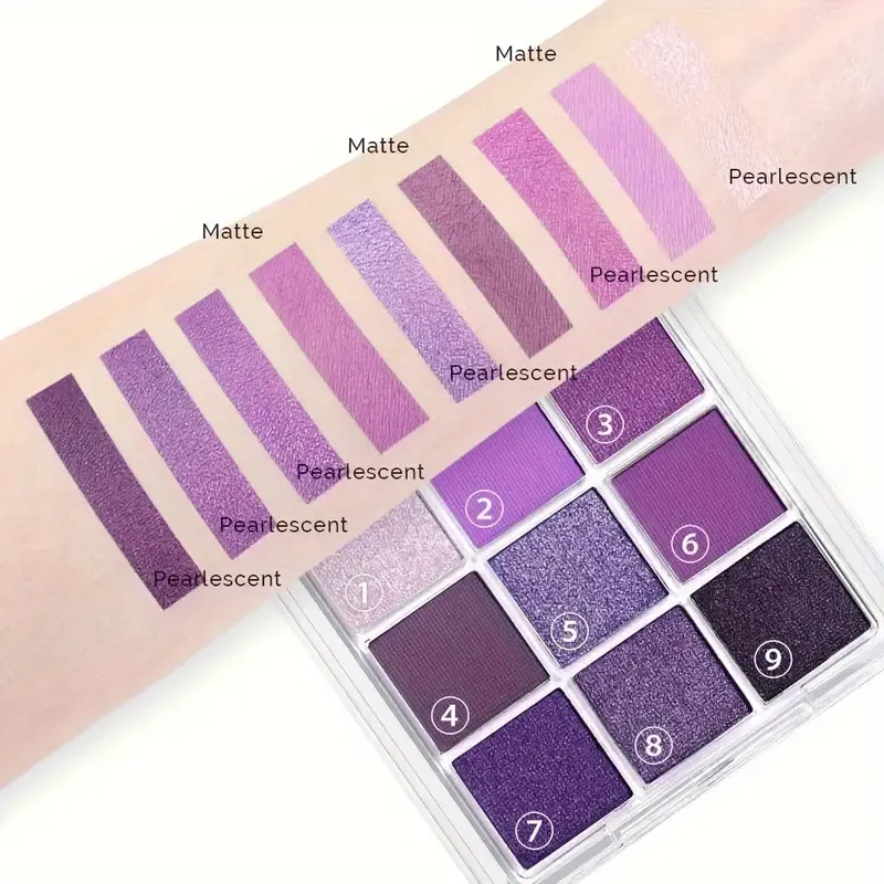 Blossom Purple & Pink Shimmer Eyeshadow Palette - 9 Colors Long-Lasting Waterproof Matte & Shimmer Smoky Eye Makeup Palette — image 4