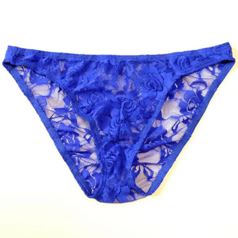 Sexiga män Spets Transparenta trosor Perspektiv Underkläder Hollow Out Rose Mesh Lågväxt manliga trosor — image 17