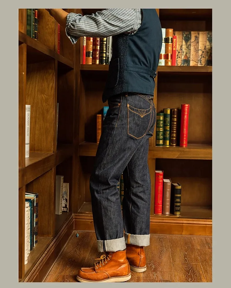 Red Tornado 350 Selvedge Jeans with Pocket Stitching Designs Buckle Back 14oz Raw Denim Pants