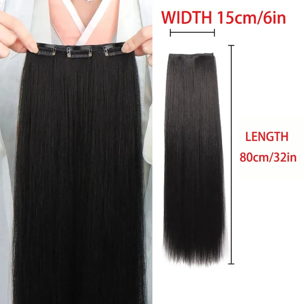 Synthetic black women's vertical hair extensions hair extensions five different lengths of headwear for women's wigs — image 18
