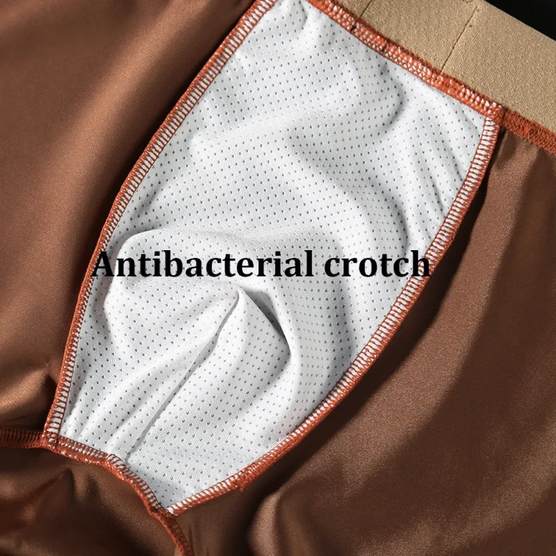 3PCS/Pack Luxury Ice Silk Satin-like Men's Panties Super Soft Boxer Homme Cool Breathable Comfortable Man Underwear Underpants — image 6