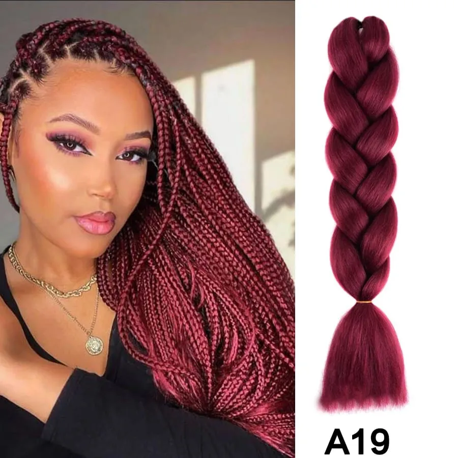 24 Inch Synthetic Jumbo Braid Pure And Ombre Braiding Hair Extensions For Women DIY Jumbo Hair Braids Black Green Gray Brown — image 24