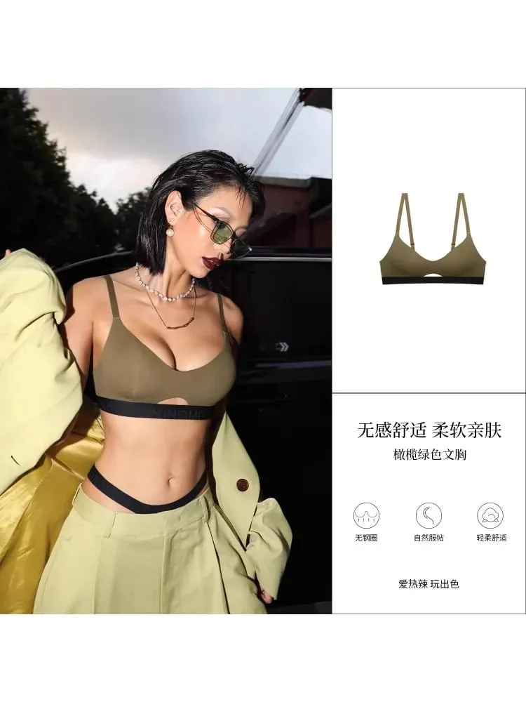 US Light Sports Push-Up Bra Anti-Sagging Seamless Racerback Bralette Set No Wire for Small Bust Women Autumn Winter — image 3