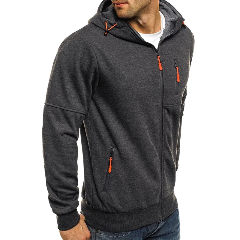 Maglione da uomo Cardigan Giacca con cappuccio Tasca con cerniera Giacca jacquard Sport Fitness Tempo libero all'aria aperta Corsa Abbigliamento sportivo in tinta unita — image 6