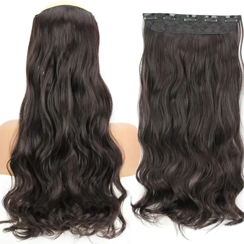 32inch Synthetic Hair Extensions One Piece 5 Clips Long Straight High Temperature Fiber Black Brown Hairpiece — image 27