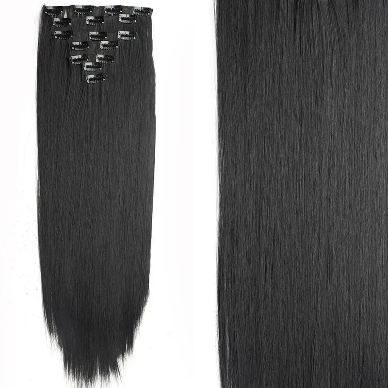 24Inch Synthetic Extension 16 Clips Blonde Hair Natural Long Wavy 7Pcs/Set Heat Resistant Fiber Hairpiece Black Brown Hairstyle — image 29