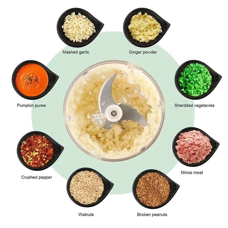Electric Garlic Chopper 100/250ML Mini Portable Veggie Chopper Garlic Grinder Masher Onion Chopper Blender to Vegetable — image 8