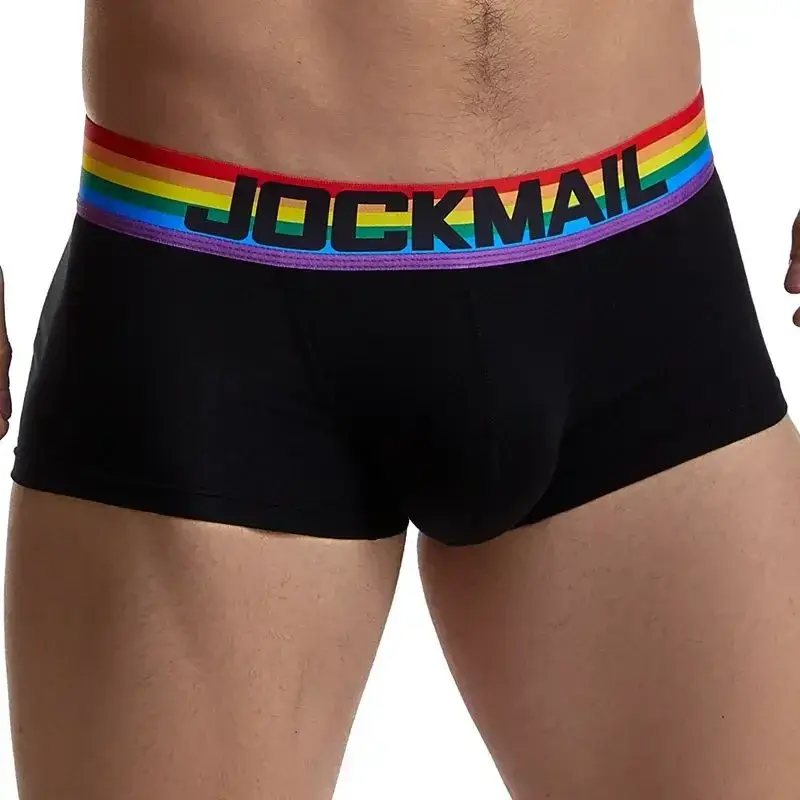 Cueca boxer masculina com cinto de arco-íris, cueca boxer masculina de algodão, roupa íntima respirável, cueca boxer macia branca — image 8
