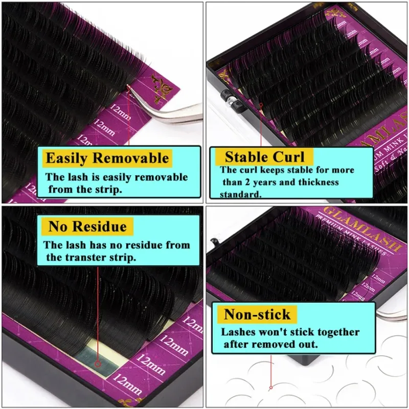 wholesale 16Rows High quality mink synthetic eyelash single natural eyelashes fake false eye lash make up — image 2