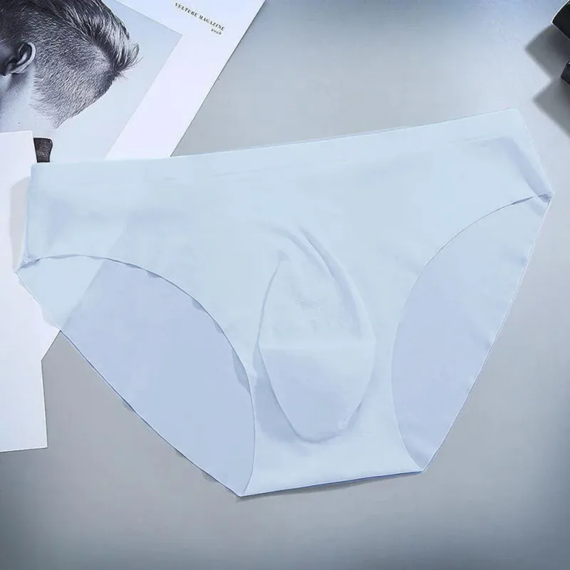 Men's Ice Silk Seamless Briefs Summer New Ultra-thin Panty Transparent Sexy Quick-drying Trendy Breathable Underwear Panties — image 14